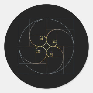 Fibonacci Spiral Golden Ratio Geometry Classic Round Sticker