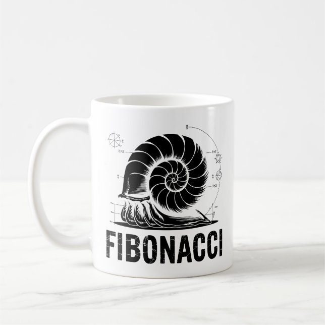 Fibonacci Spiral Illustration Math Science Coffee Mug (Left)