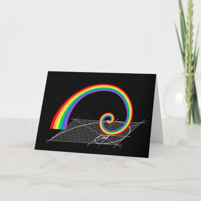 Fibonacci Spiral Rainbow Rising Card (Front)