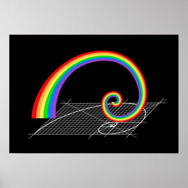 Fibonacci Spiral Rainbow Rising Poster (Front)