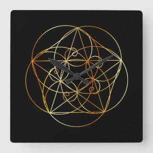 Fibonacci Spiral - The sacred geometry Square Wall Clock