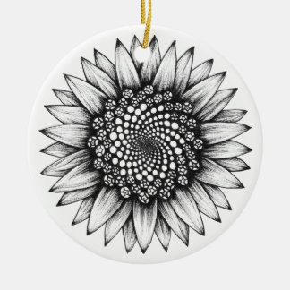 Fibonacci Sunflower Ceramic Ornament Decoration