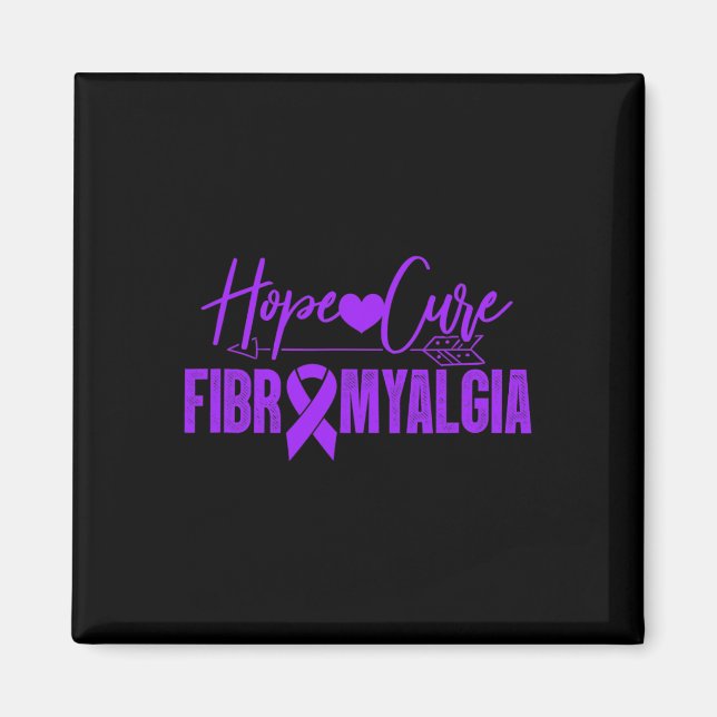 Fibro Awareness Hope Cure Fibromyalgia Purple Ribb Magnet (Front)