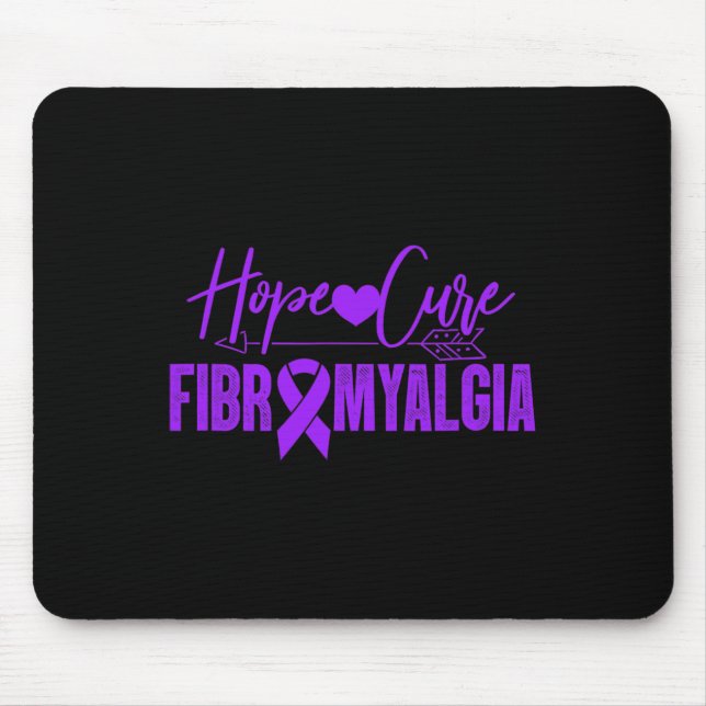 Fibro Awareness Hope Cure Fibromyalgia Purple Ribb Mouse Pad (Front)