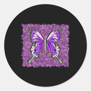 Fibro Lupus Stained Glass Butterfly Art Spoonie Classic Round Sticker