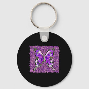 Fibro Lupus Stained Glass Butterfly Art Spoonie  Key Ring