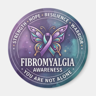 Fibro Warrior Hope Resilience Buttefly Ribbon Magnet