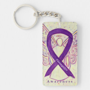 Fibromyalgia Angel Awareness Ribbon Keychain