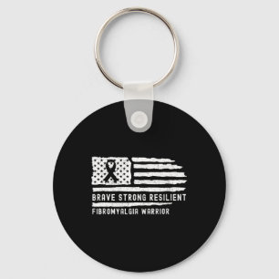 Fibromyalgia Awareness Brave Strong Resilient Warr Key Ring