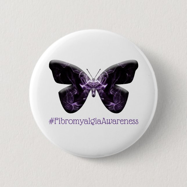Fibromyalgia Awareness Butterfly (1643 - FMA) 6 Cm Round Badge (Front)
