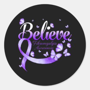 Fibromyalgia Awareness Butterfly 1  Classic Round Sticker