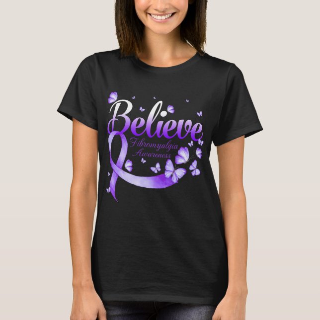Fibromyalgia Awareness Butterfly 1  T-Shirt (Front)
