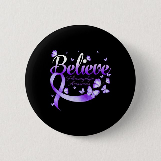 Fibromyalgia Awareness Butterfly  6 Cm Round Badge (Front)