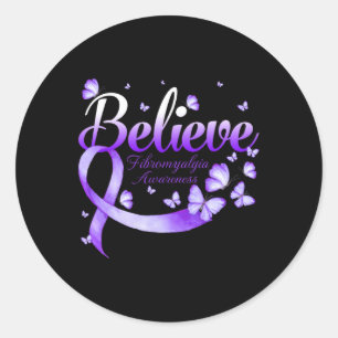 Fibromyalgia Awareness Butterfly Classic Round Sticker