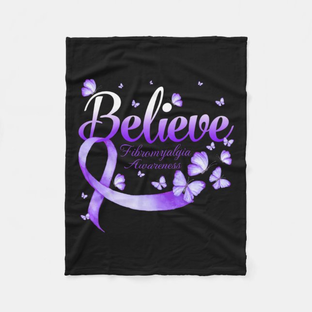 Fibromyalgia Awareness Butterfly  Fleece Blanket (Front)
