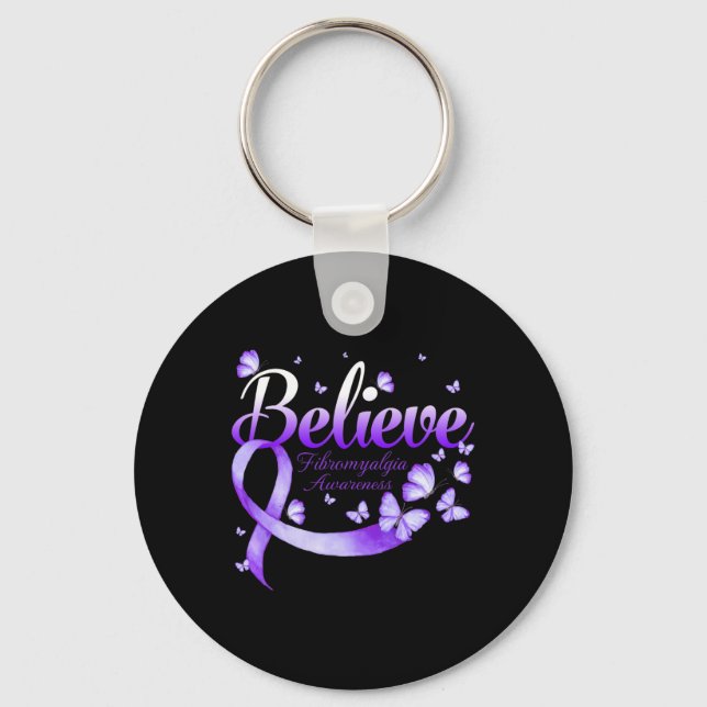 Fibromyalgia Awareness Butterfly  Key Ring (Front)