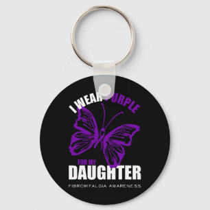 Fibromyalgia Awareness Butterfly Purple Ribbon 1  Key Ring
