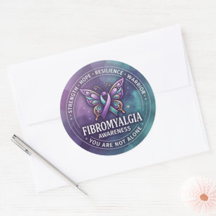 Fibromyalgia Awareness Butterfly Ribbon Classic Round Sticker