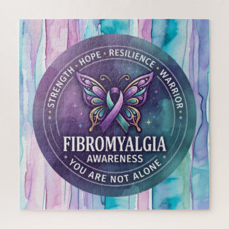 Fibromyalgia Awareness Butterfly Ribbon  Jigsaw Puzzle