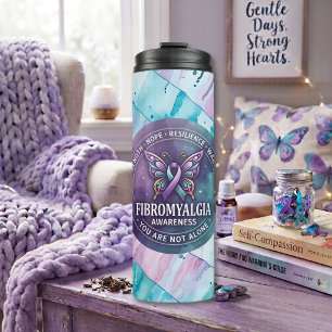 Fibromyalgia Awareness Butterfly Ribbon Thermal Tumbler