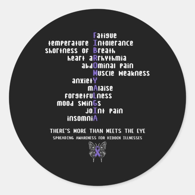 Fibromyalgia Awareness Chronic Illness Gift  Classic Round Sticker (Front)