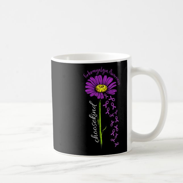 Fibromyalgia Awareness Daisy Flower Falling Ribbon Coffee Mug (Right)