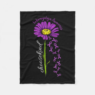 Fibromyalgia Awareness Daisy Flower Falling Ribbon Fleece Blanket