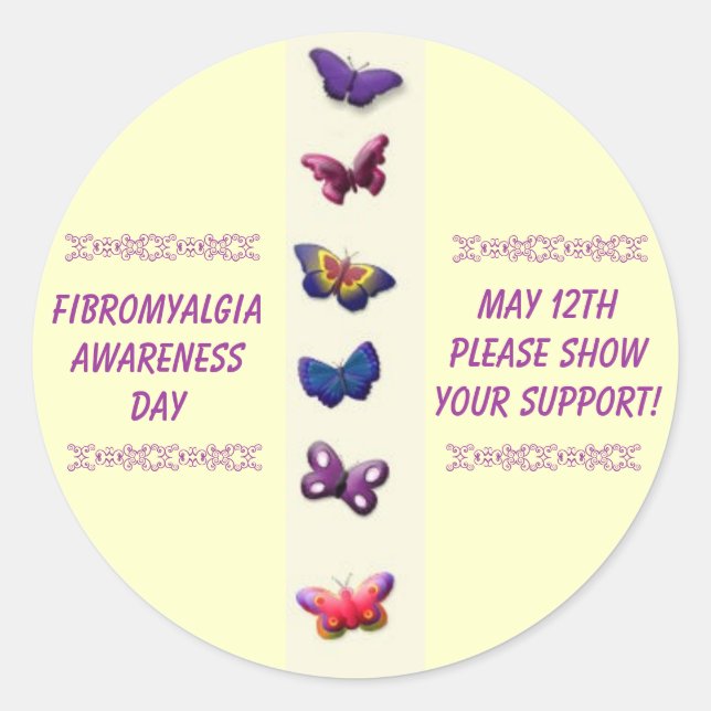 Fibromyalgia Awareness Day, May 12th... Classic Round Sticker (Front)