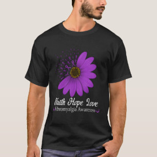 Fibromyalgia Awareness Faith Hope Love Purple Ribb T-Shirt