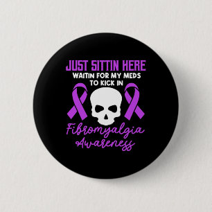 Fibromyalgia Awareness Fibro Warrior Purple Ribbon 6 Cm Round Badge