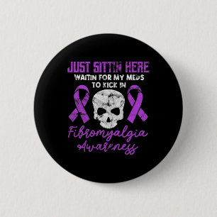 Fibromyalgia Awareness Fibro Warrior Purple Skull 6 Cm Round Badge