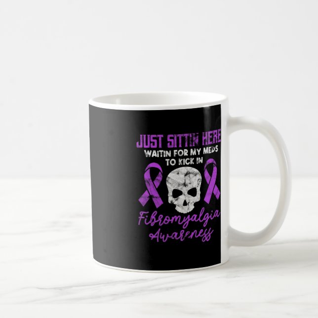 Fibromyalgia Awareness Fibro Warrior Purple Skull  Coffee Mug (Right)