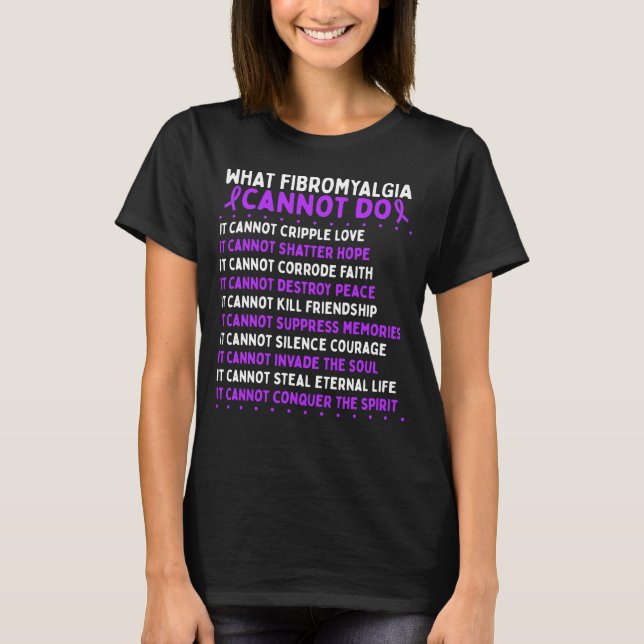 Fibromyalgia Awareness Fighter Warrior Ribbon T-Shirt (Front)
