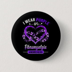 Fibromyalgia Awareness I Wear Purple Butterfly Hea 6 Cm Round Badge