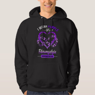 Fibromyalgia Awareness I Wear Purple Butterfly Hea Hoodie