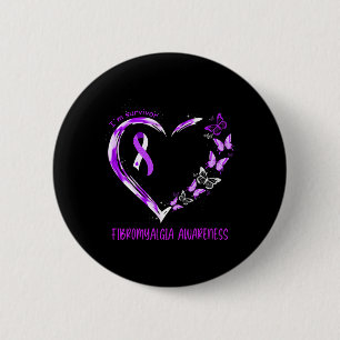 Fibromyalgia Awareness I'm Survivor Heart Ribbon 1 6 Cm Round Badge