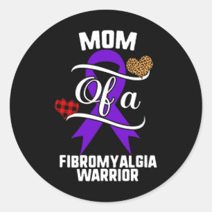 Fibromyalgia Awareness Leopard Buffalo Plaid Famil Classic Round Sticker