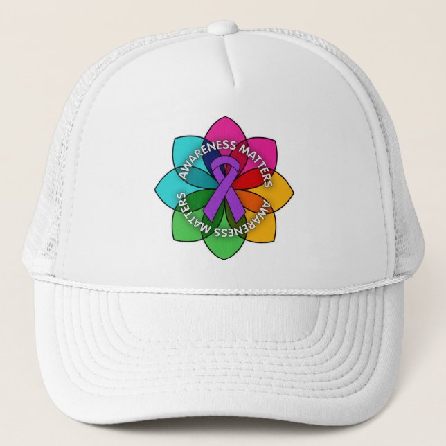 Fibromyalgia Awareness Matters Petals Trucker Hat (Front)