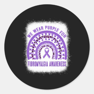 Fibromyalgia Awareness Purple Ribbon Rainbow Classic Round Sticker