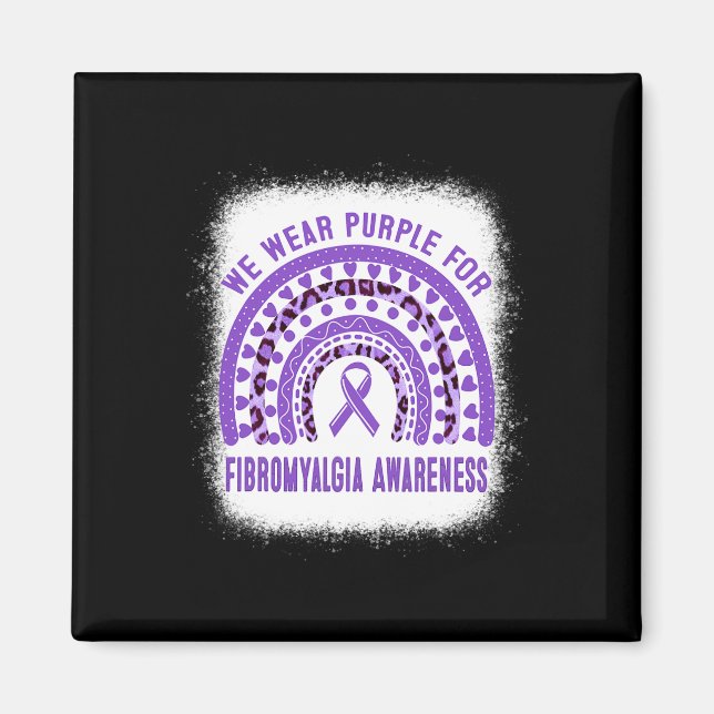 Fibromyalgia Awareness Purple Ribbon Rainbow  Magnet (Front)