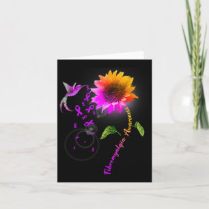 Fibromyalgia Awareness Purple Sunflower Hummingbir Card