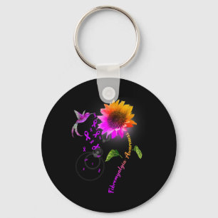 Fibromyalgia Awareness Purple Sunflower Hummingbir Key Ring
