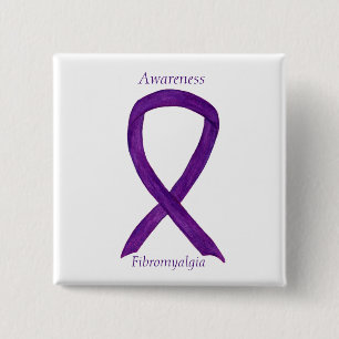 Fibromyalgia Awareness Ribbon Custom Art Pin