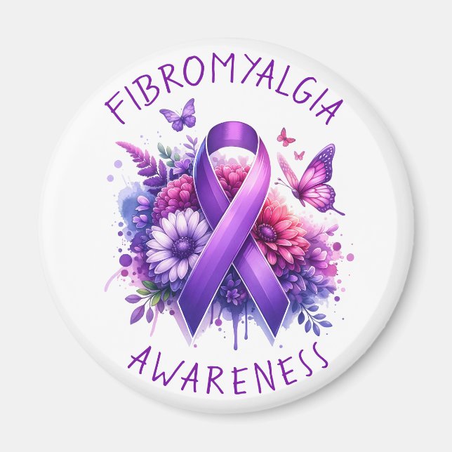 Fibromyalgia Awareness Ribbon Magnet (Front)
