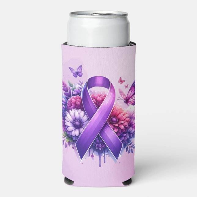 Fibromyalgia Awareness Ribbon Seltzer Can Cooler (Seltzer Front)
