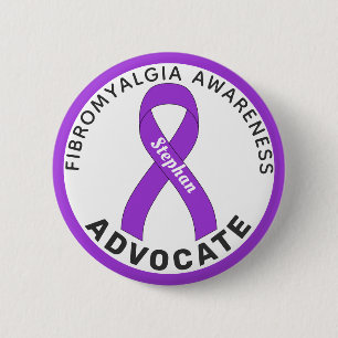 Fibromyalgia Awareness Ribbon White Button