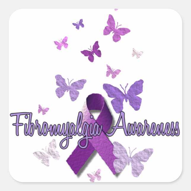 Fibromyalgia Awareness Square Sticker (Front)