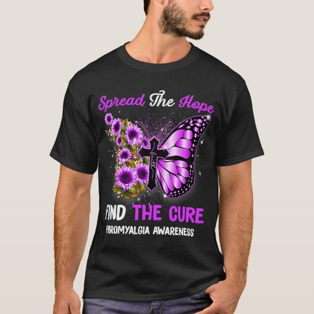Fibromyalgia Awareness Support Faith Butterfly T-Shirt (Front)