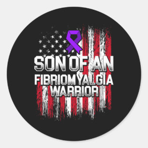 Fibromyalgia Awareness Survivor Son Warrior 4 Classic Round Sticker