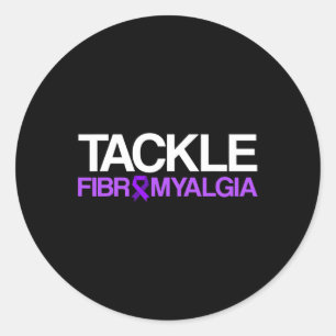 Fibromyalgia Awareness Survivor Tackling Warrior Classic Round Sticker
